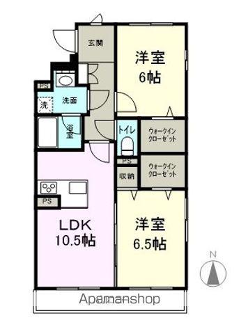 クレア松本(2LDK/2階)の間取り写真