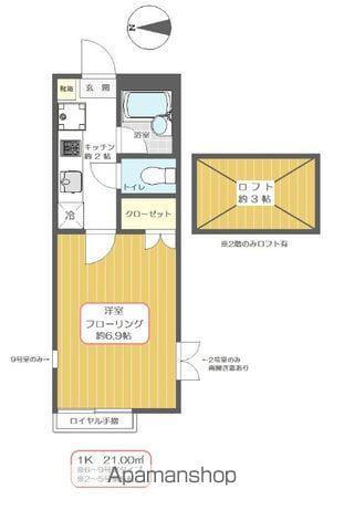 シシアシティ(1K/2階)の間取り写真