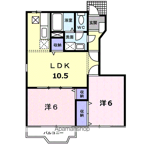サニ-コート波木Ⅱ(2LDK/1階)の間取り写真