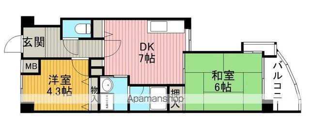 シャトー柴原(2DK/4階)の間取り写真
