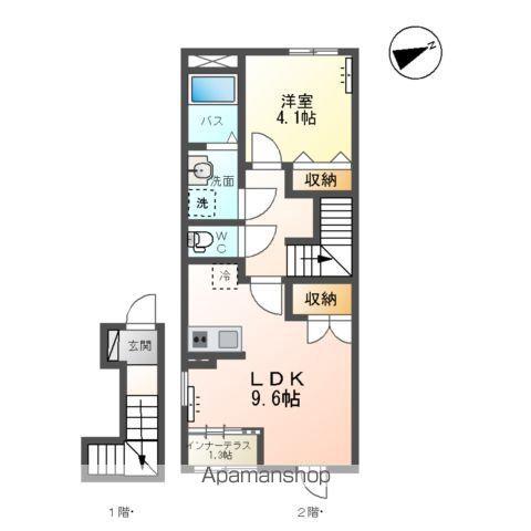 荒町アパート(1LDK/2階)の間取り写真
