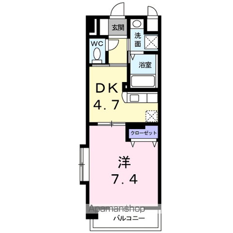 ドエルⅦ(1DK/2階)の間取り写真