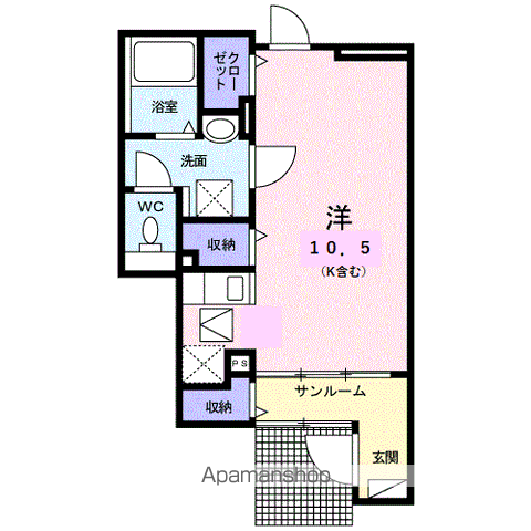 ヴェンティ(ワンルーム/1階)の間取り写真