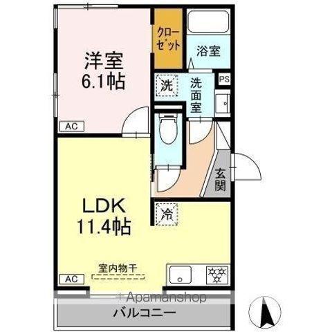 トリシア居町(1LDK/3階)の間取り写真