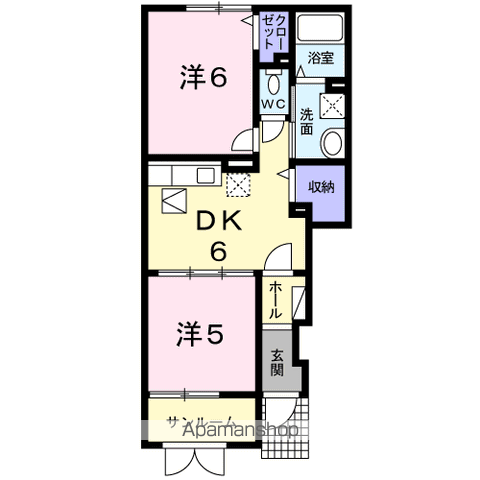 ファインアニメート(2DK/1階)の間取り写真