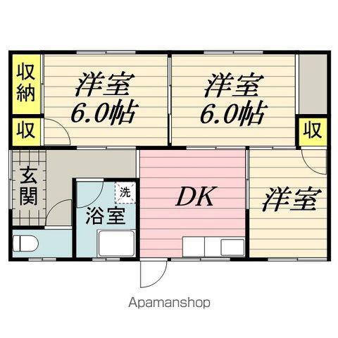 鹿児島本線 肥前旭駅 徒歩7分 1階建 築48年(3DK)の間取り写真