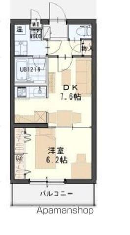 ソレアード小松島Ⅱ(1DK/2階)の間取り写真