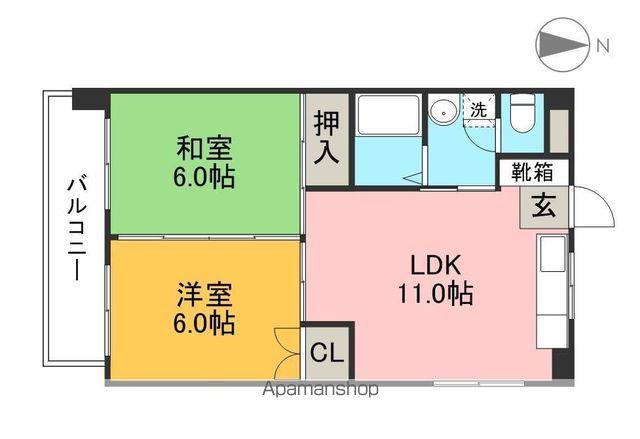 パールハイツ(2LDK/6階)の間取り写真