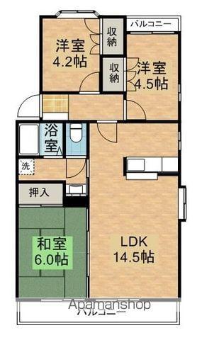ドミシル松波町(3LDK/3階)の間取り写真