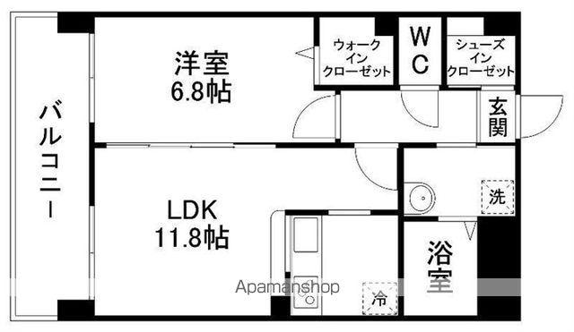 フェリシオン泉(1LDK/2階)の間取り写真