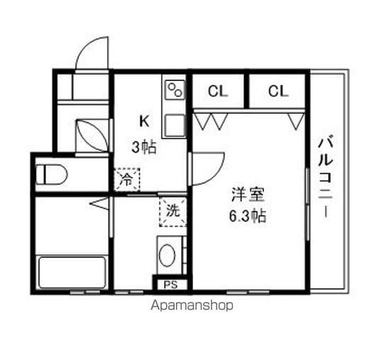 ウエストコミタリア1(1K/1階)の間取り写真
