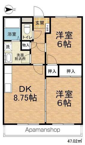 ハイツヒルトップ(2DK/2階)の間取り写真