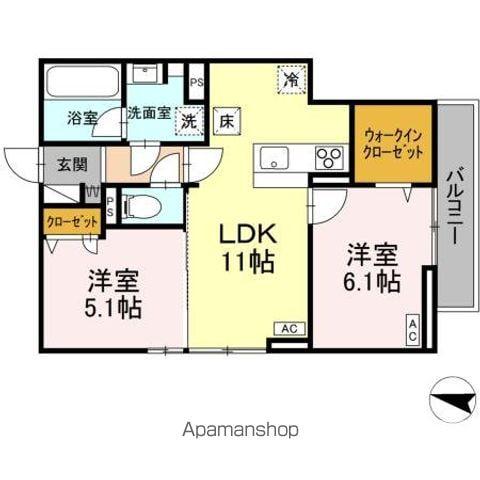 ベルヴィオラ西深津(2LDK/1階)の間取り写真