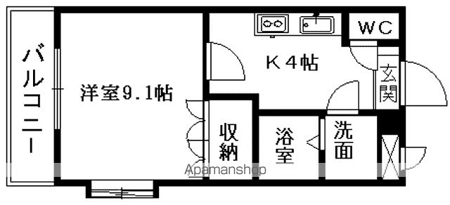 FT SHANGRI-LA(1K/1階)の間取り写真