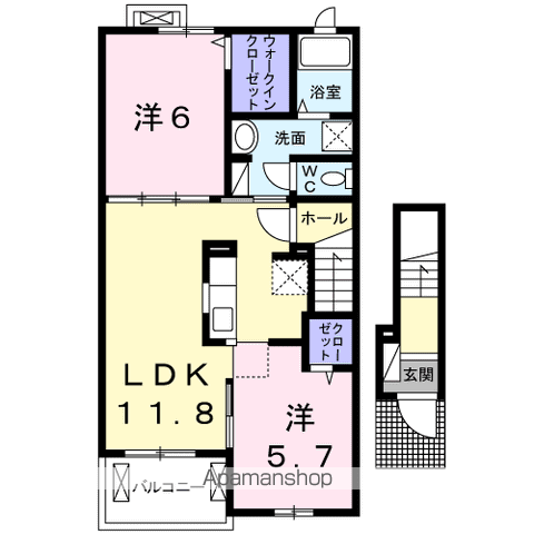 ボヌールB(2LDK/2階)の間取り写真