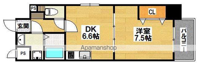 イリス長居公園(1DK/4階)の間取り写真