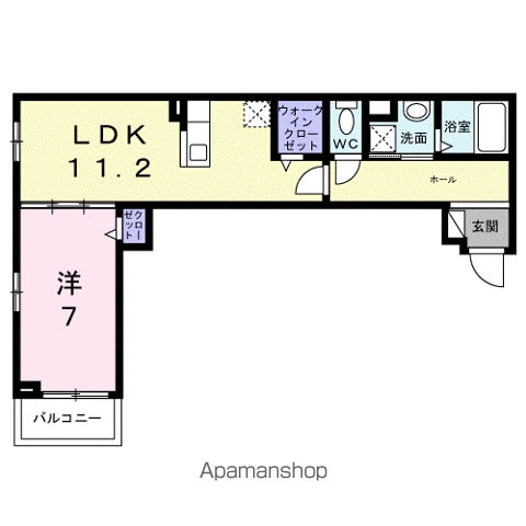 ウエストレイク(1LDK/2階)の間取り写真