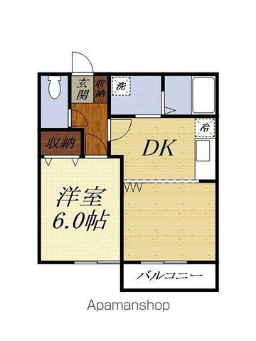 ガーデンヒルズ宮前(1LDK/1階)の間取り写真