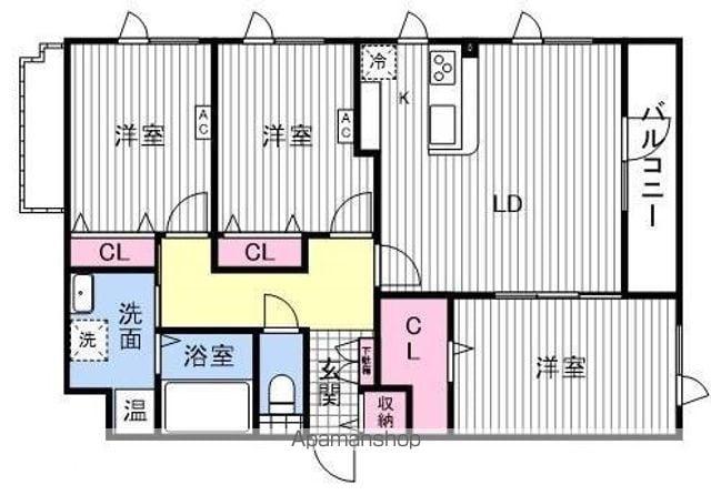 鍋島ハイツ1(3LDK/4階)の間取り写真