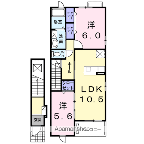 スターヴィレッジG(2LDK/2階)の間取り写真