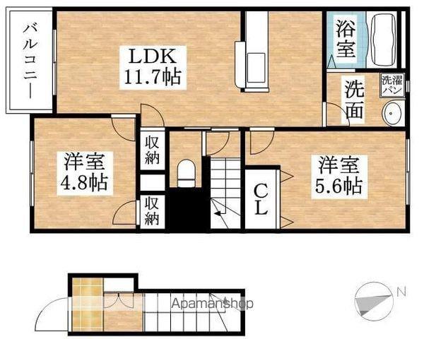 VERITAJU(2LDK/2階)の間取り写真