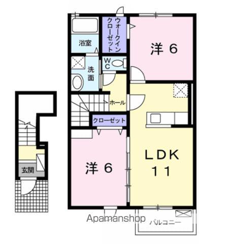 ルピナスA(2LDK/2階)の間取り写真