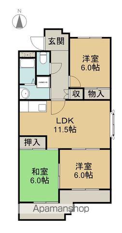 パークサイドJ2B棟(3LDK/2階)の間取り写真
