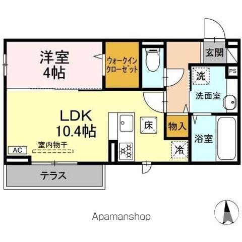 GRAND D-ROOM高宮北E(1LDK/1階)の間取り写真