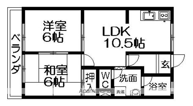 イースタンハウス(2LDK/2階)の間取り写真