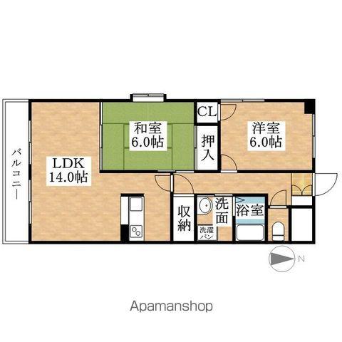 下寺マンション(2LDK/4階)の間取り写真