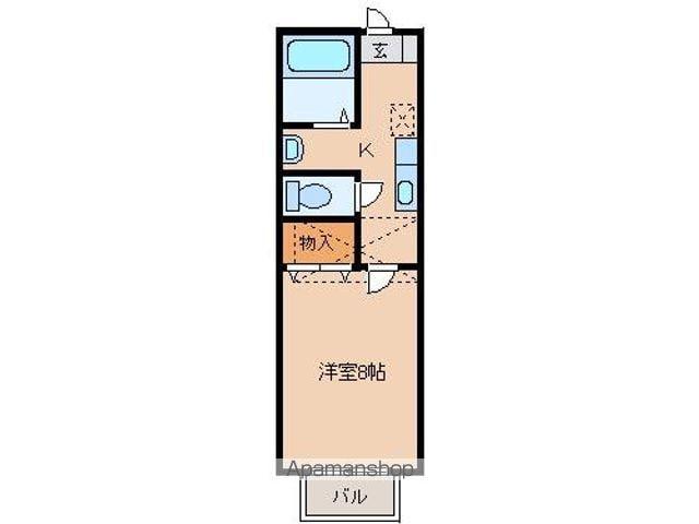 ジュネス二の森(1K/1階)の間取り写真