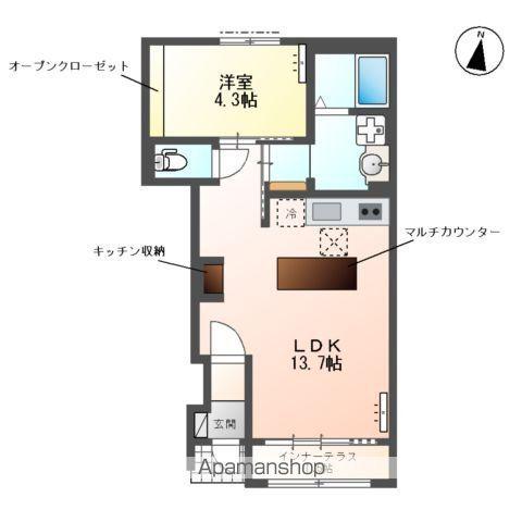 遠見塚2丁目アパート(1LDK/1階)の間取り写真