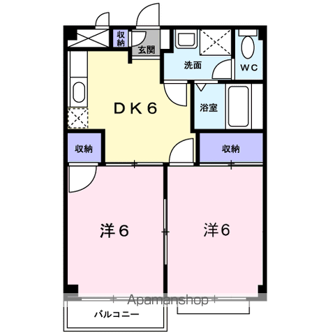 サイレント450(2DK/2階)の間取り写真