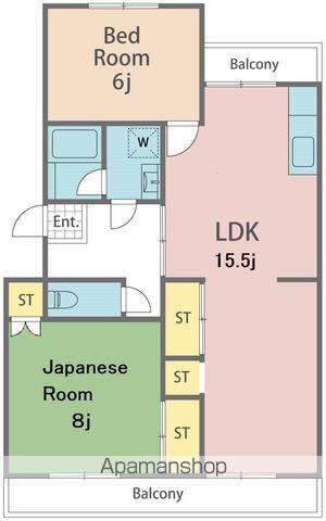 ハイツ福寿園2(2LDK/2階)の間取り写真