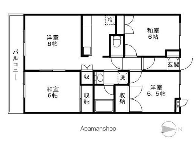 八紘レジデンス(3LDK/3階)の間取り写真