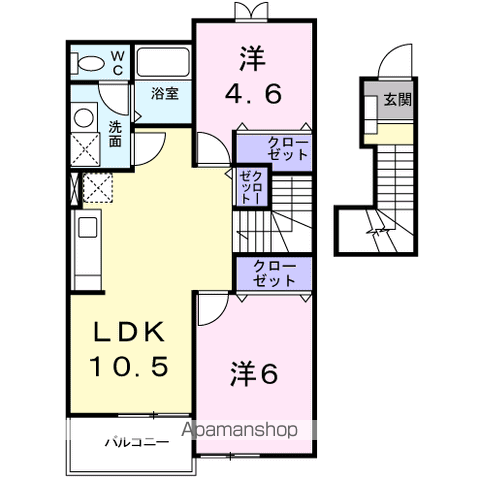 アビタシオンNⅠ(2LDK/2階)の間取り写真