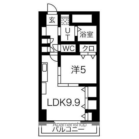 プレステージ千種(1LDK/14階)の間取り写真