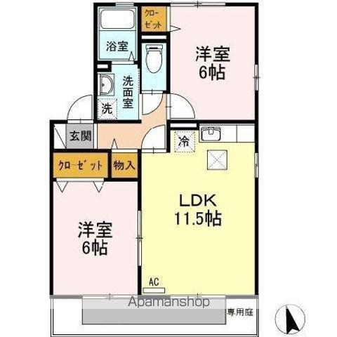 ルミエール参番館(2LDK/1階)の間取り写真