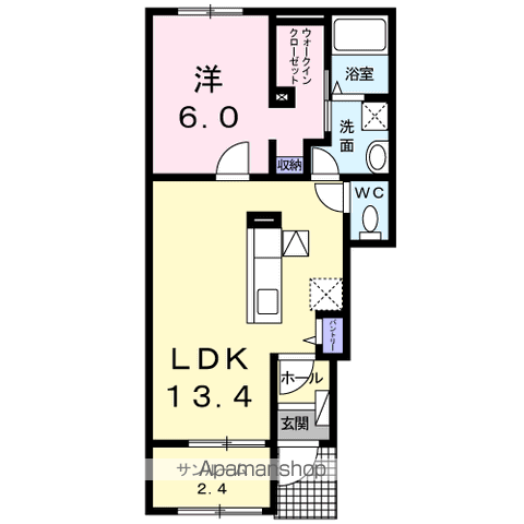 サンシャイン砂子(1LDK/1階)の間取り写真