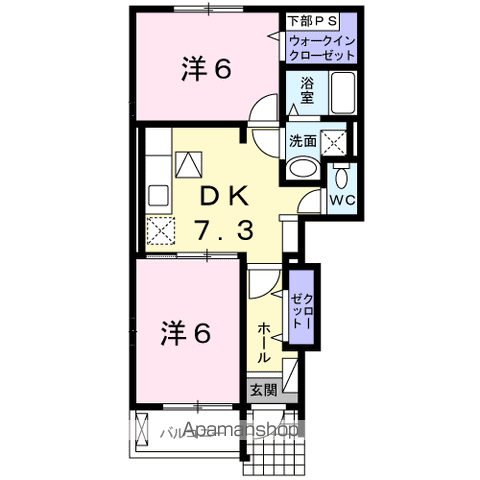 ブレイス(2DK/1階)の間取り写真