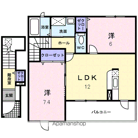 フィオーレ(2LDK/2階)の間取り写真