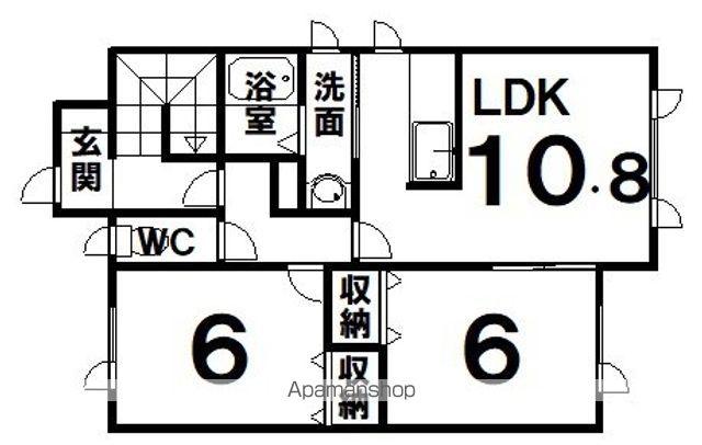 CUBE-B(2LDK/2階)の間取り写真