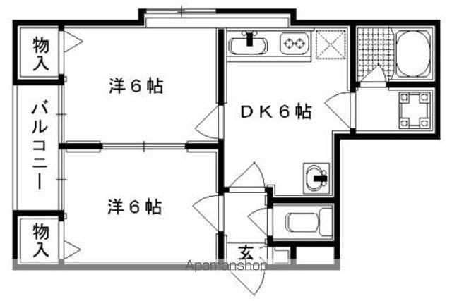 パルティールステージI(2DK/2階)の間取り写真