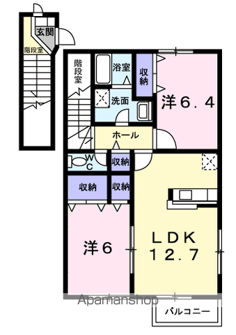 メゾングレイスフルA(2LDK/2階)の間取り写真