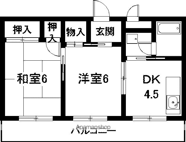 ジュネス歌里(1LDK/3階)の間取り写真
