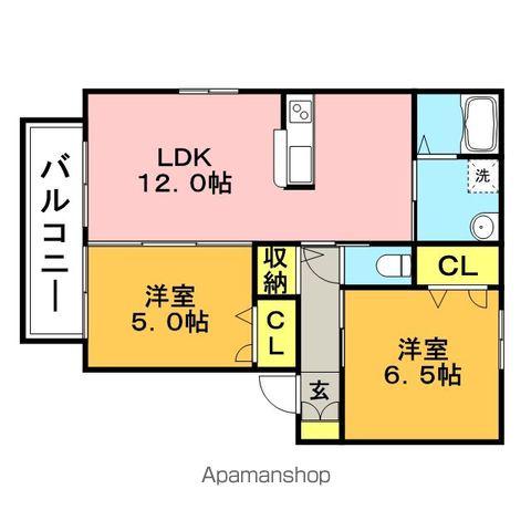 アルメリア土井南A・B棟(2LDK/1階)の間取り写真