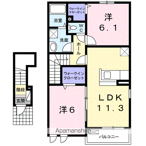 ラフレシール A(2LDK/2階)の間取り写真