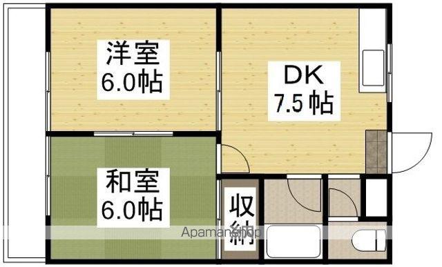 メゾン桑野(2DK/4階)の間取り写真