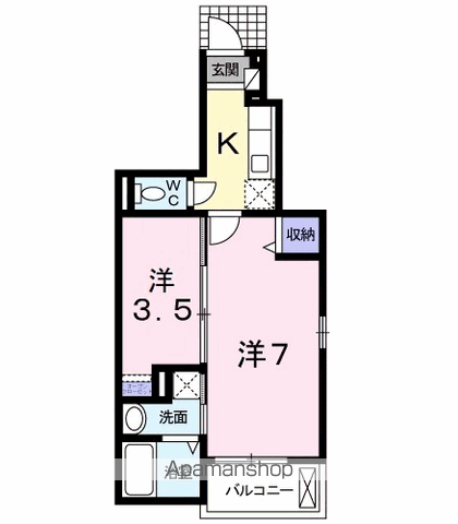 グランシャルム(2K/1階)の間取り写真