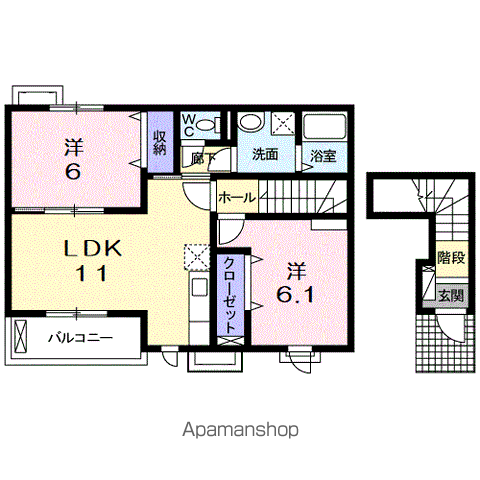 ビューティーオアシスⅡ(2LDK/2階)の間取り写真